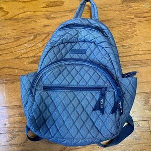 Vera Bradley Essential Compact Backpack in Moonlight Navy Blue Denim